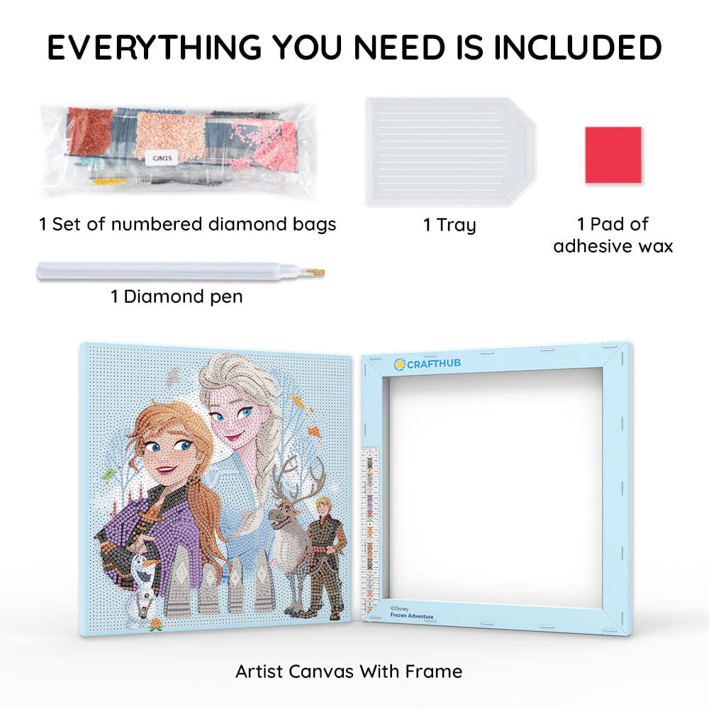 Diamond Painting Kits 9.8" x 9.8" | 25cm x 25cm Frozen Adventure - Framed Diamond Painting Kit