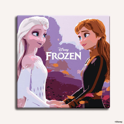 Painting By Numbers Kits 9.8" x 9.8" (25x25cm) Frozen Sisters - Framed Paint By Numbers Kit