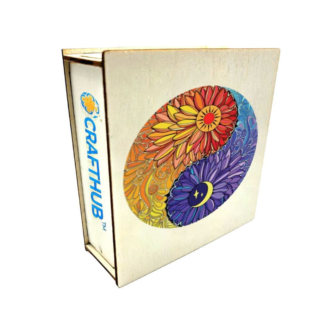 A3+Wooden Box Flower Yin Yang - Jigsaw Puzzle