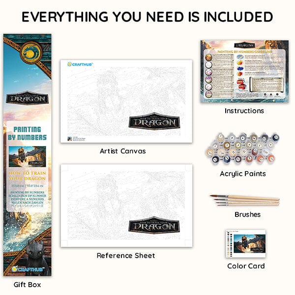 Painting By Numbers Kits 13.8" x 23.6" (35x60cm) How to Train Your Dragon - Paint By Numbers Kit