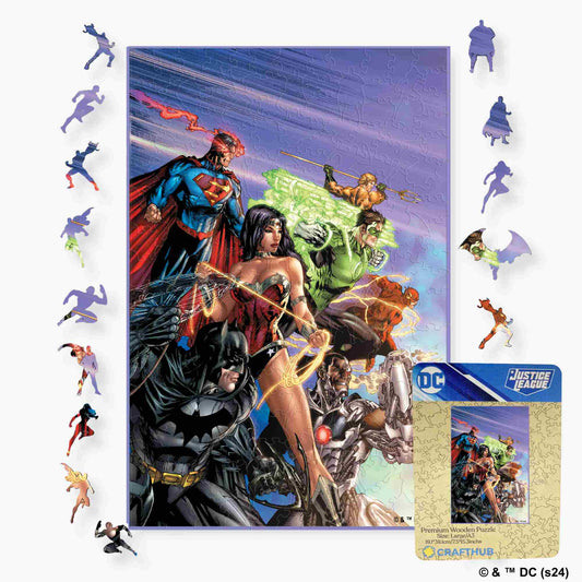 Animal Jigsaw Puzzle > Wooden Jigsaw Puzzle > Jigsaw Puzzle A4 + Wooden Gift Box Justice League Hero Alliance Wooden Jigsaw Puzzle