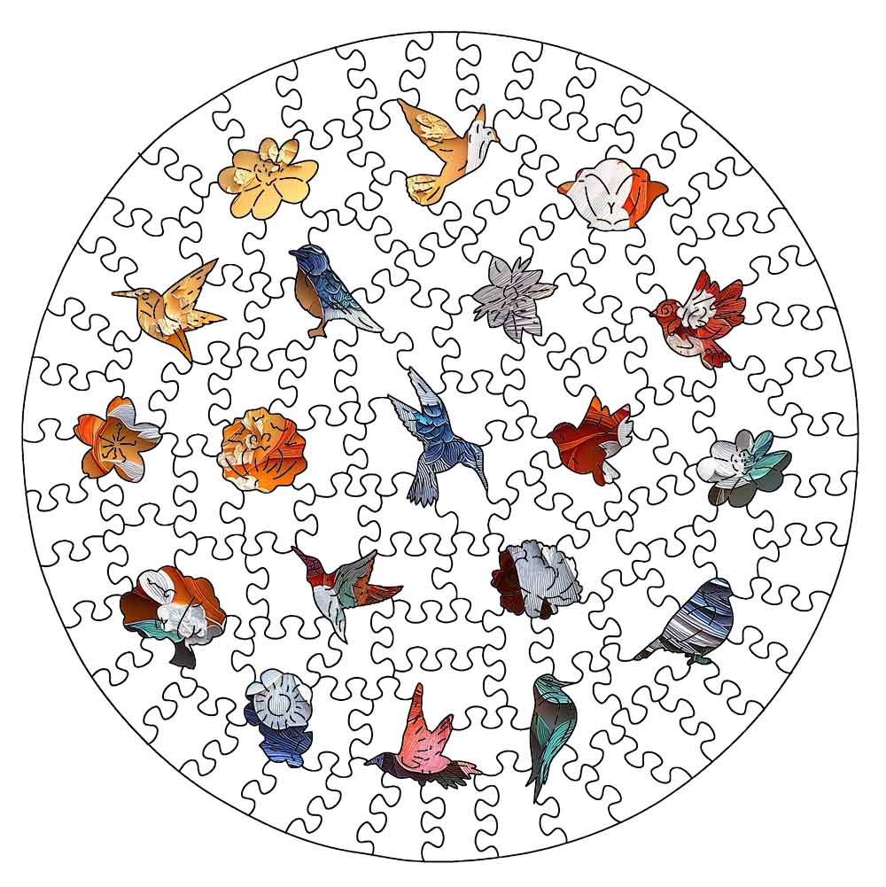 Animal Jigsaw Puzzle > Wooden Jigsaw Puzzle > Jigsaw Puzzle Floral Hummingbird - Jigsaw Puzzle
