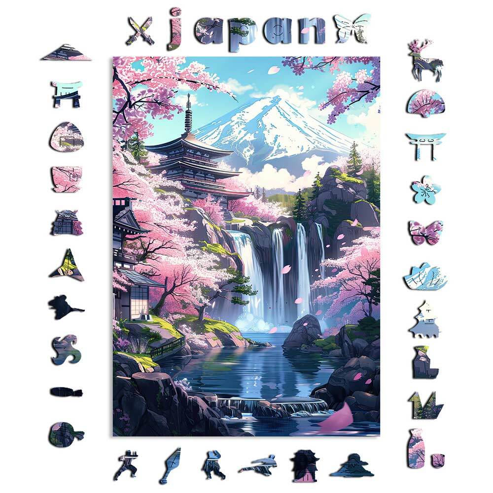 A5 Cherry Zen Garden - Wooden Jigsaw Puzzle