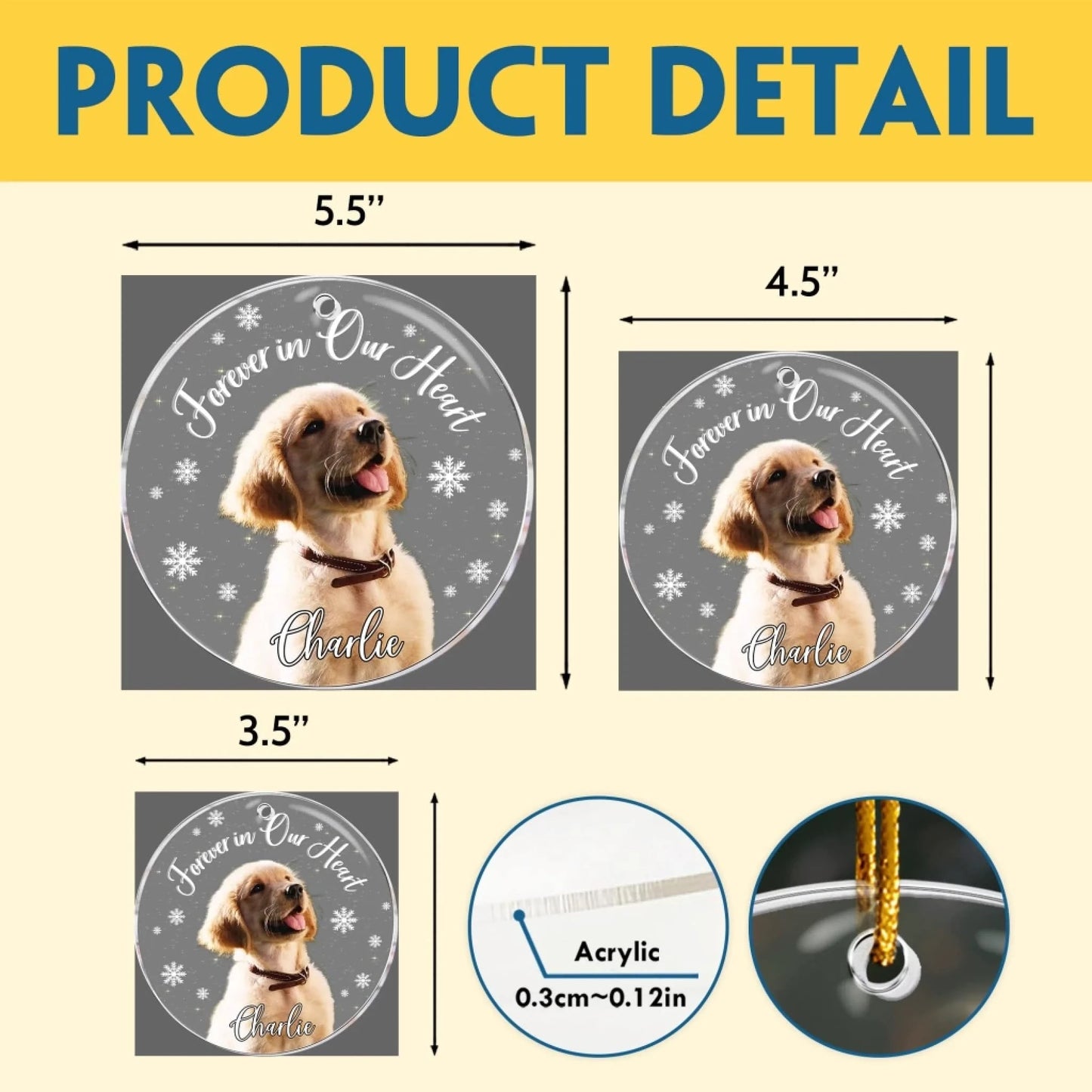 Personalized Ornaments No Longer By My Side But Forever in My Heart - Personalized Dog Acrylic Photo Ornament
