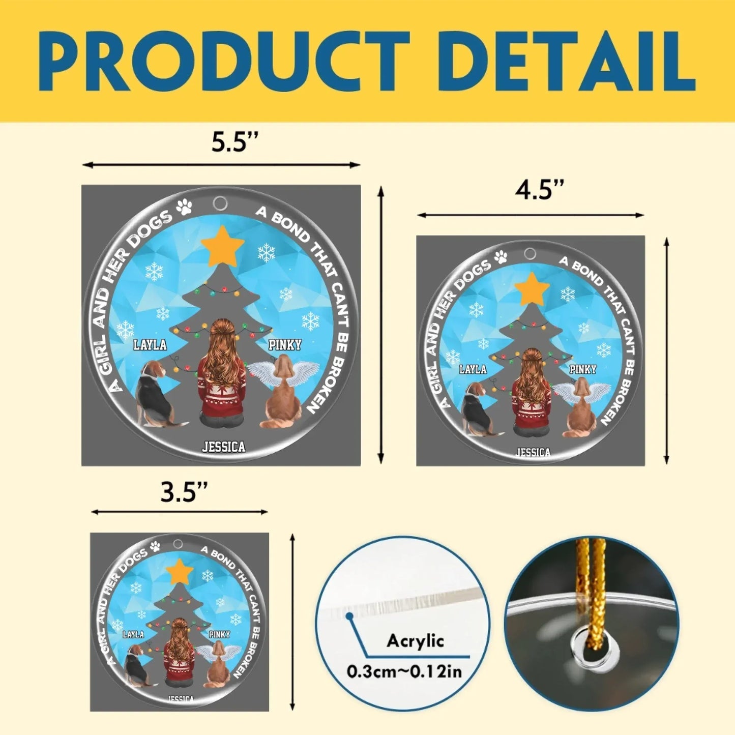 Personalized Ornaments A Bond Can't Be Broken - Personalized Dog Lovers Custom Acrylic Ornament