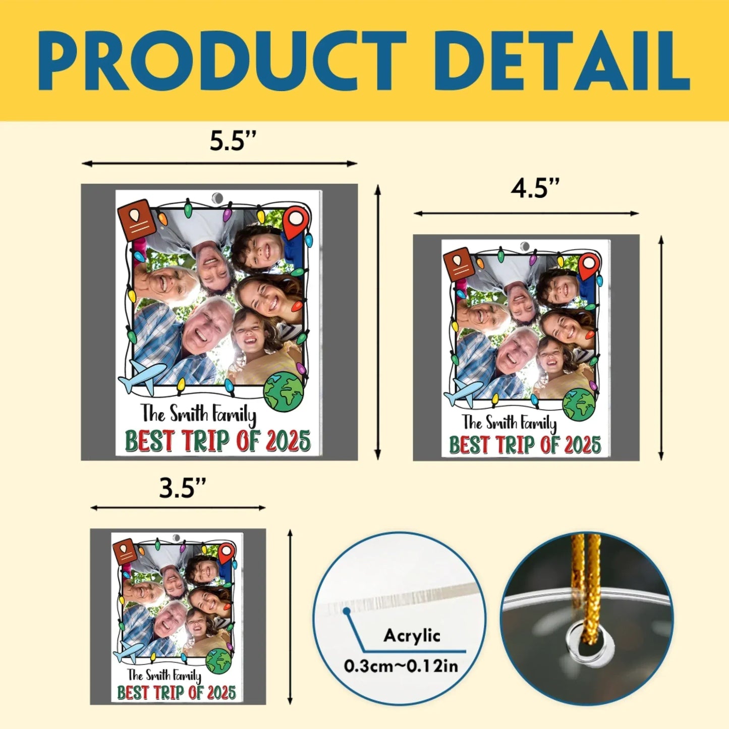 Personalized Ornaments Best Trip Of 2025 - Family Holiday Keepsake - Personalized Acrylic Photo Ornament
