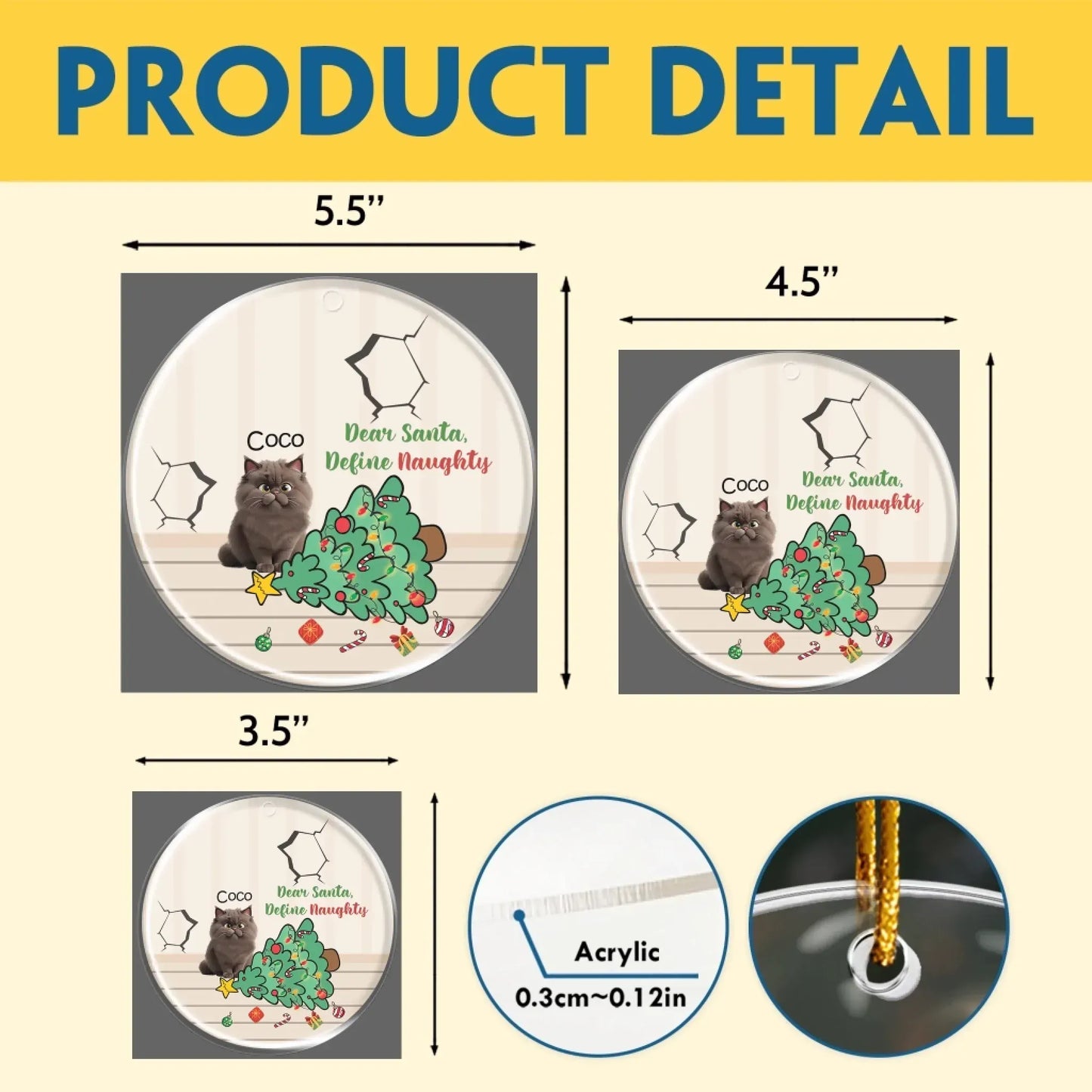 Personalized Ornaments Dear Santa, Define Naughty - Personalized Dog And Cat Lovers Custom Acrylic Ornament