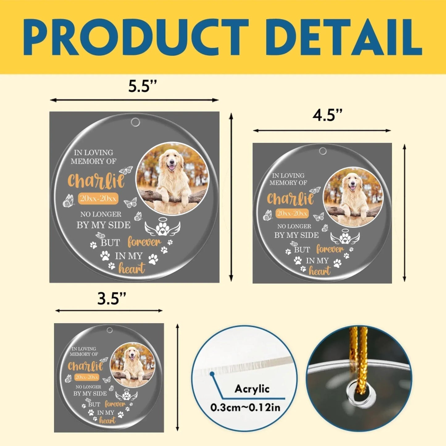 Personalized Ornaments In Loving Memory - Personalized Dog Memorial Photo Acrylic Ornament