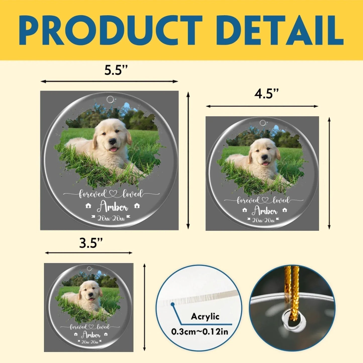 Personalized Ornaments Forever Loved, Never Forgotten - Personalized Dog Memorial Photo Acrylic Ornament