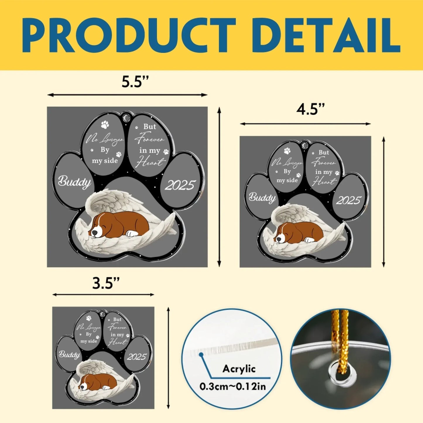 Personalized Ornaments Angel Sleeping Dog Memorial, Loss Of Pet - Personalized Dog Memorial Ornament