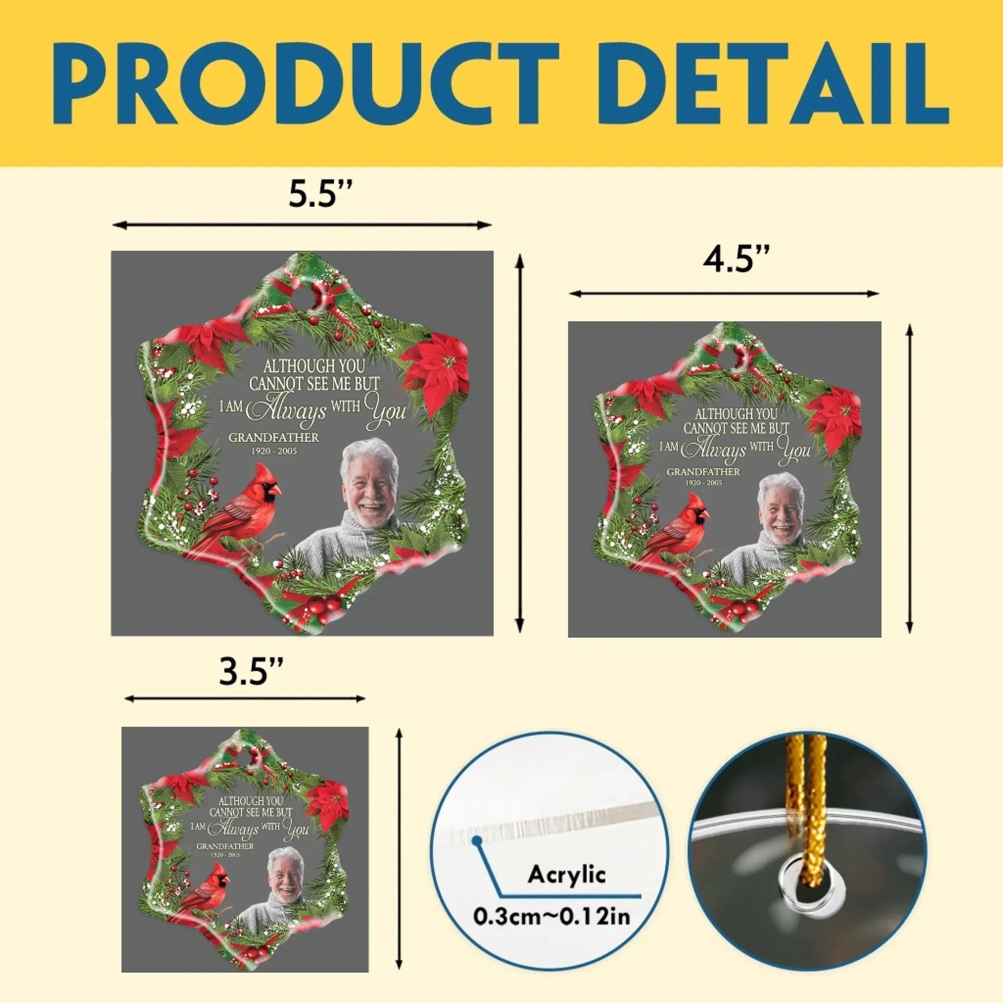 I Am Always With You - Personalized Memorial Photo Acrylic Ornament