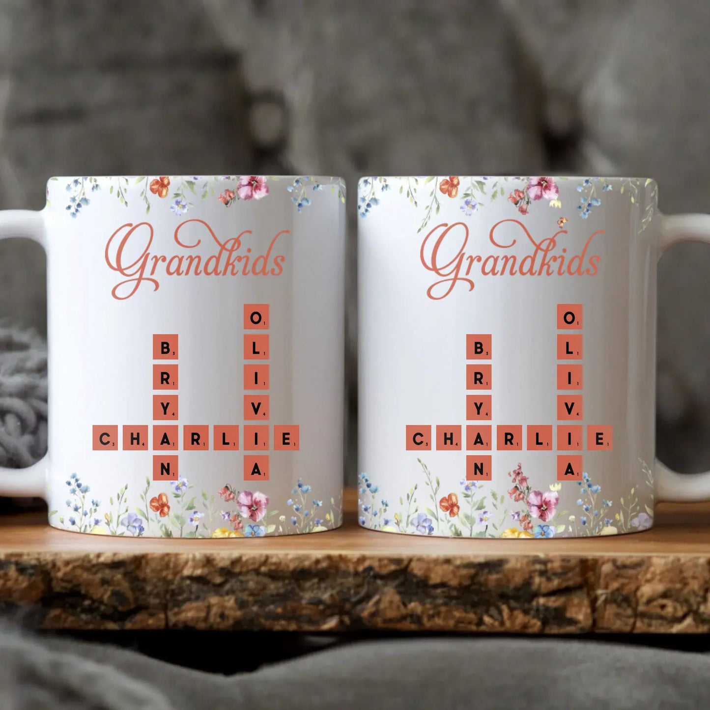 Personalized Mugs MUG / WHITE / 11oz Crossword Grandkids Name - Personalized Custom Printed Mug