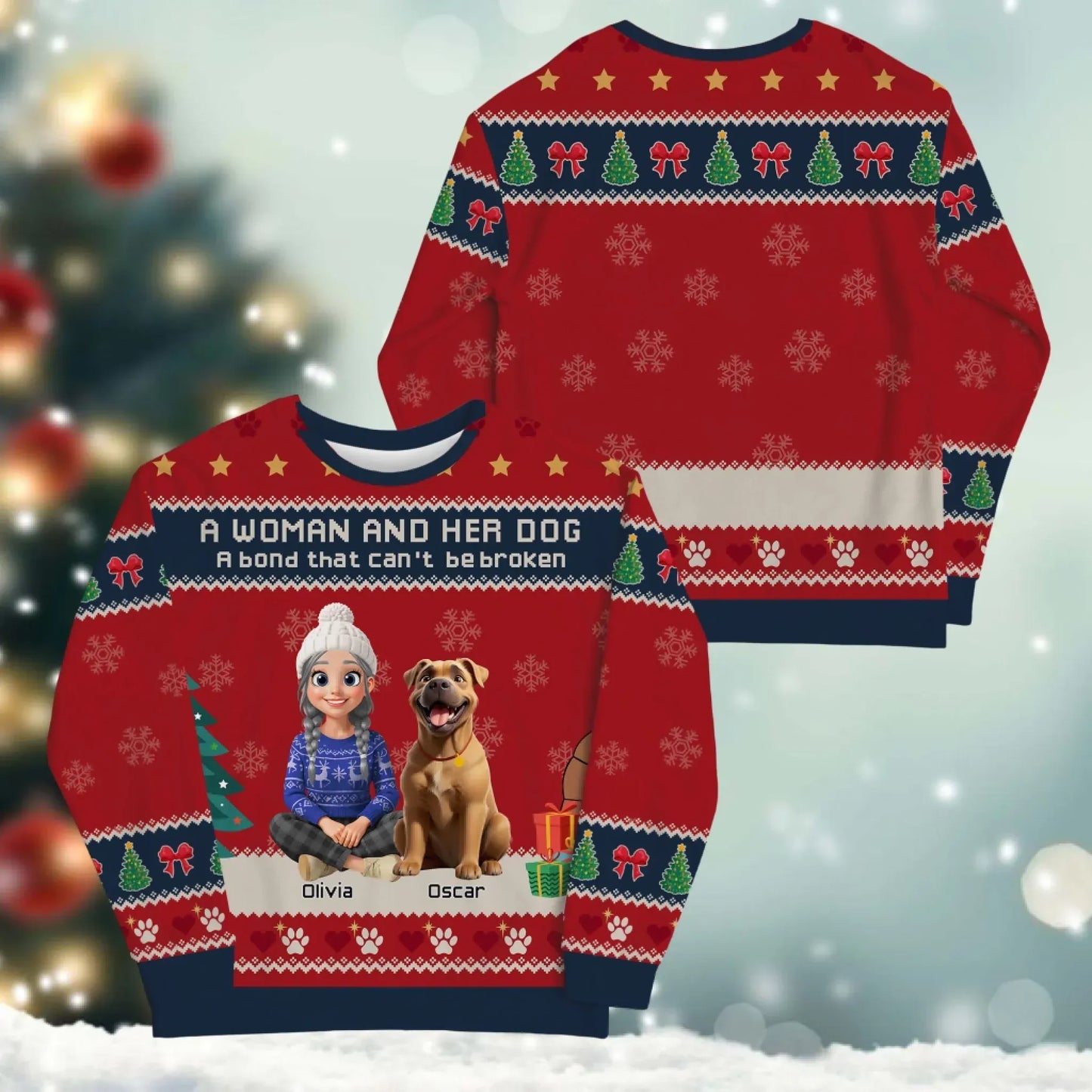 A Woman and Her Dog, A Bond That Can't Be Broken - Personalized Dog Lovers Custom All-Over-Print Sweatshirt