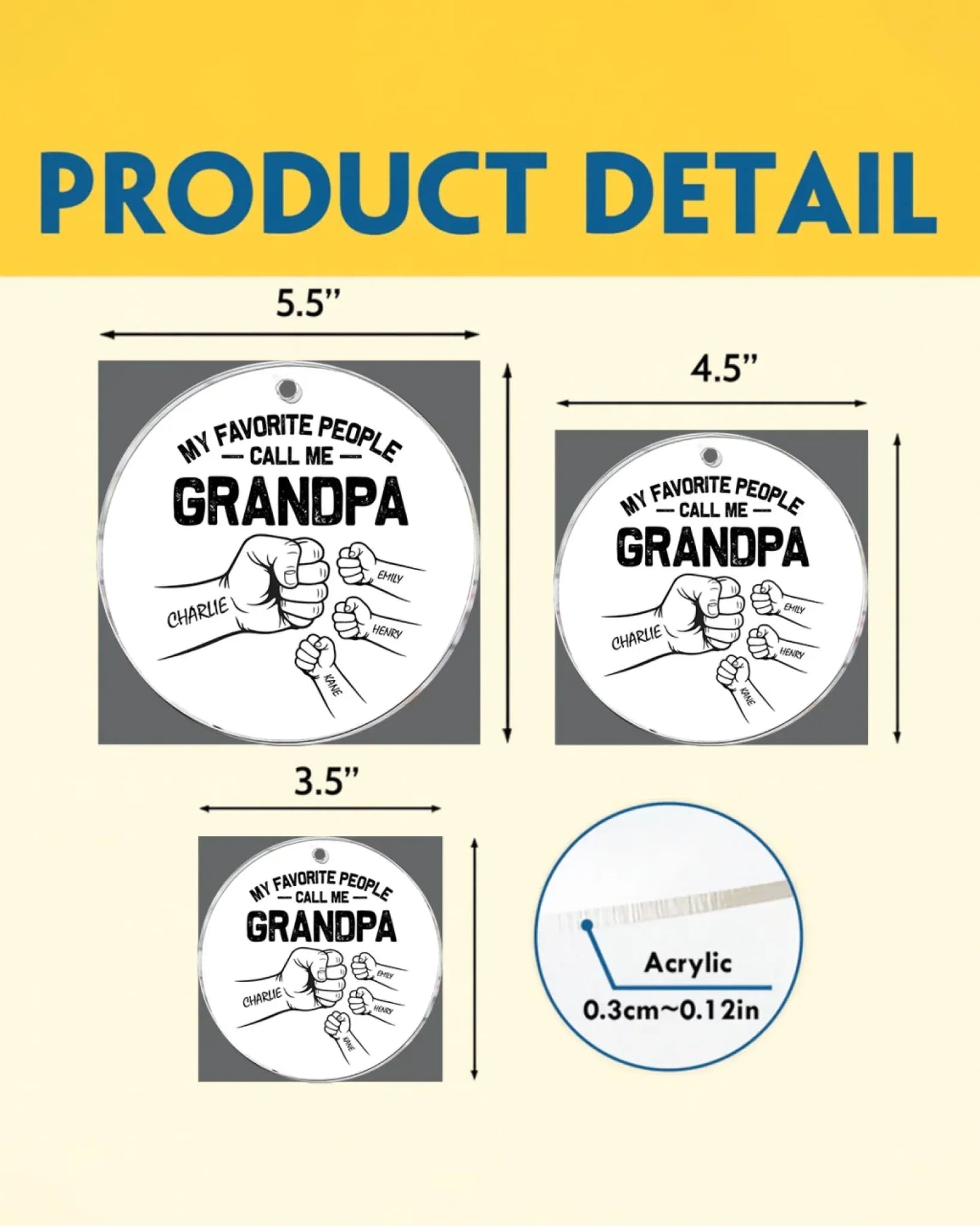 Personalized Ornaments My Favorite People Call Me Grandpa - Personalized Father's Day Custom Acrylic Ornament
