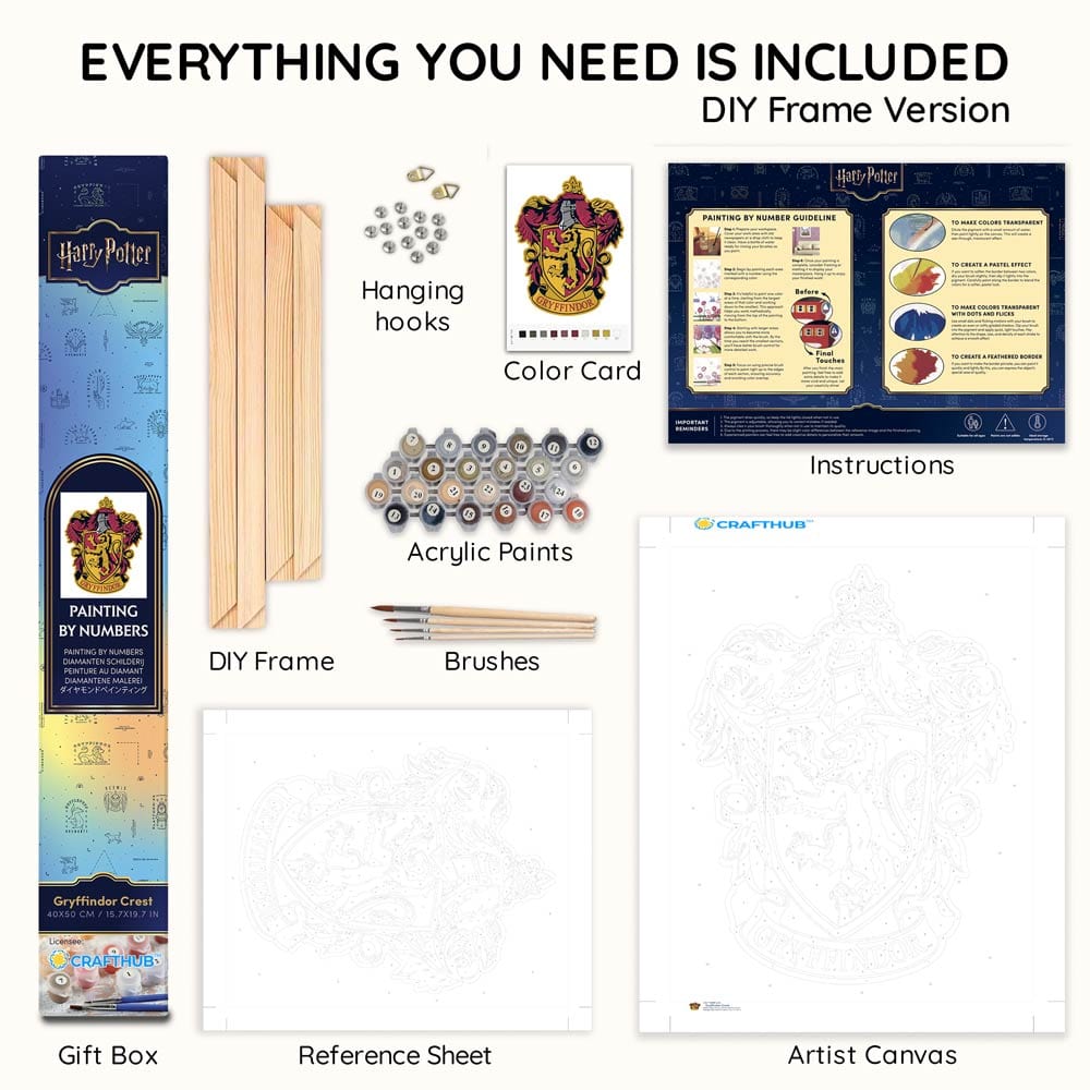 Animal Jigsaw Puzzle > Wooden Jigsaw Puzzle > Jigsaw Puzzle With DIY Wood Frame Gryffindor Crest - Paint By Numbers Kit