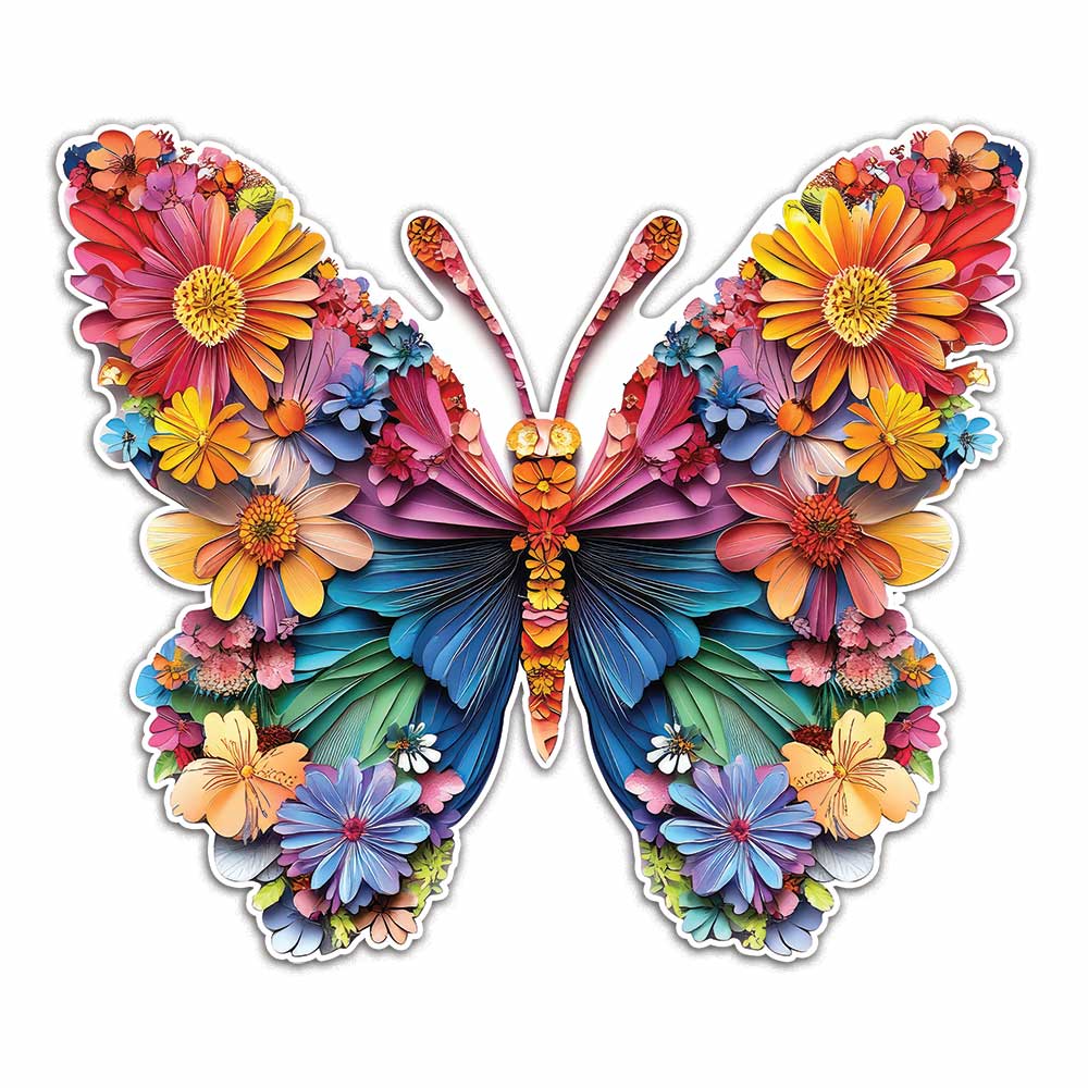 Animal Jigsaw Puzzle > Wooden Jigsaw Puzzle > Jigsaw Puzzle Floral Butterfly - Jigsaw Puzzle