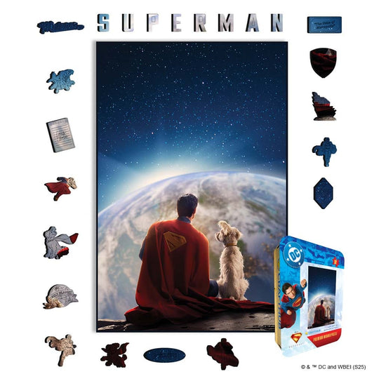 Animal Jigsaw Puzzle > Wooden Jigsaw Puzzle > Jigsaw Puzzle A4 + Wooden Gift Box Superman & Krypto - Wooden Jigsaw Puzzle