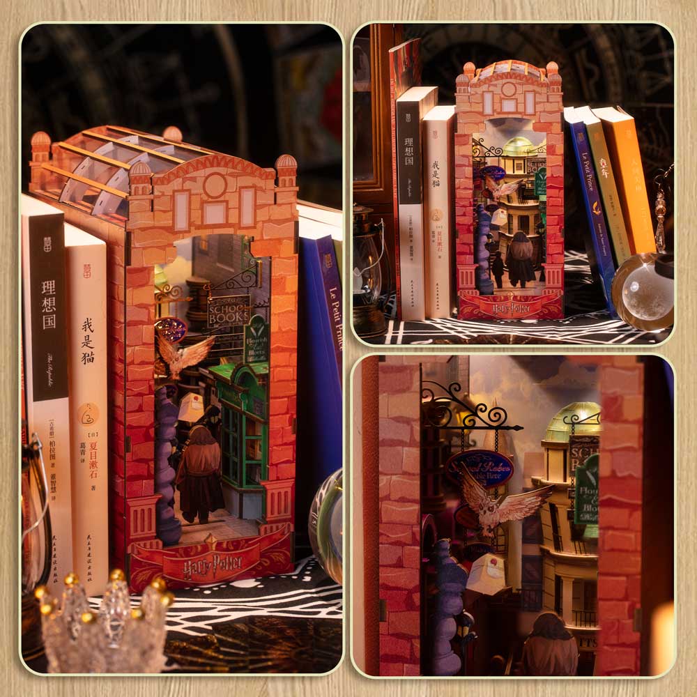 237 Pieces | 10" x 4.3" x 6.9" Harry Potter Diagon Alley - DIY Book Nook Kit