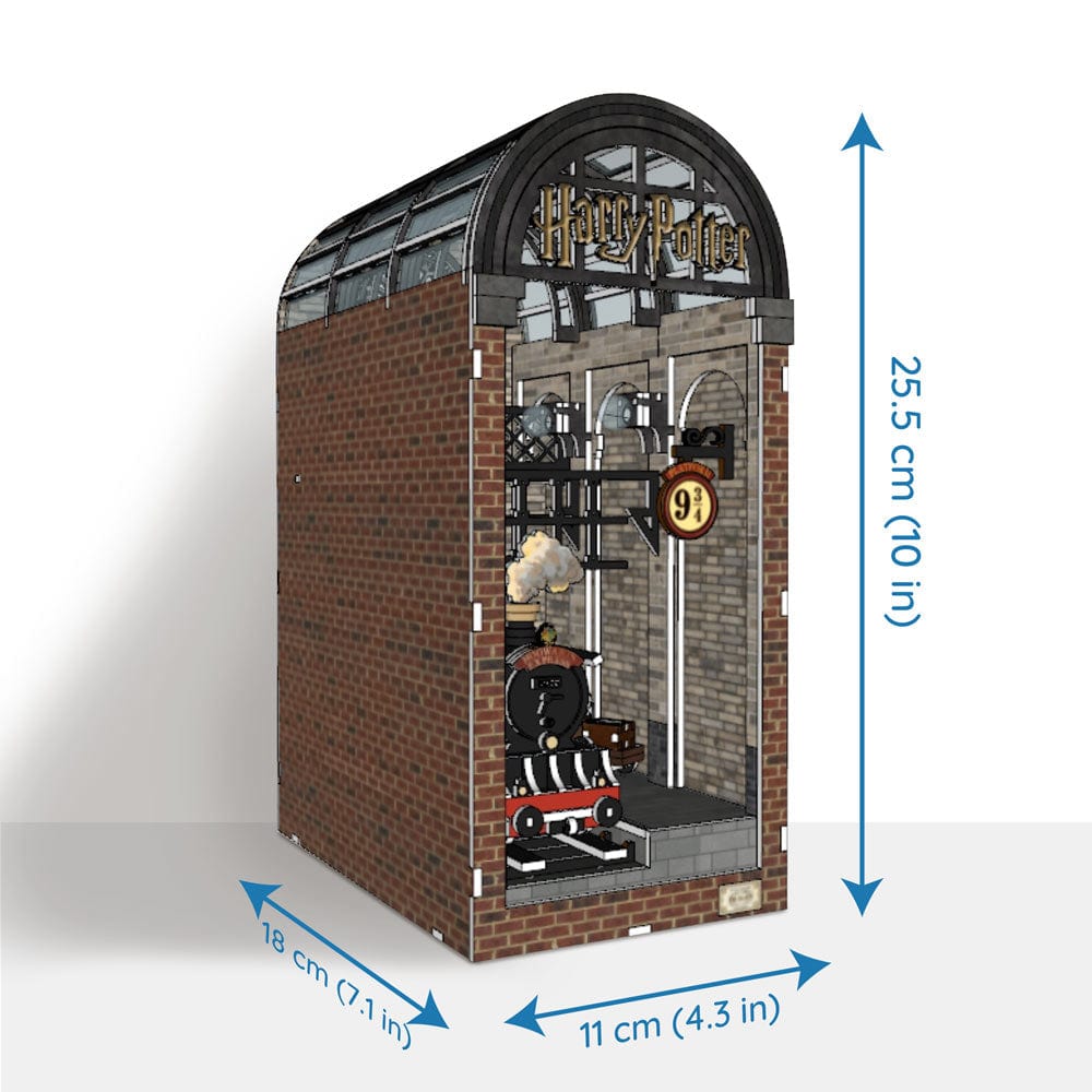 Book Nook Kits 344 Pieces | 10" x 4.3" x 7.1" Platform 9¾: Hogwarts Express Station - DIY Book Nook Kit