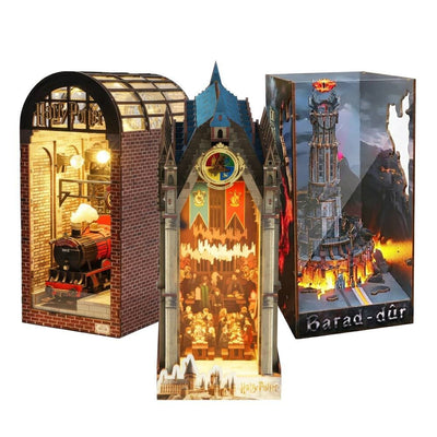 Book Nook Kits Great Hall: 534 Pieces - Hogwarts Express: 344 Pieces - Barad Dur: 254 Pieces 3-Pack DIY Book Nook Kit Set: Harry Potter The Great Hall, Hogwarts Express Station, The Lord of the Rings: Barad Dur -