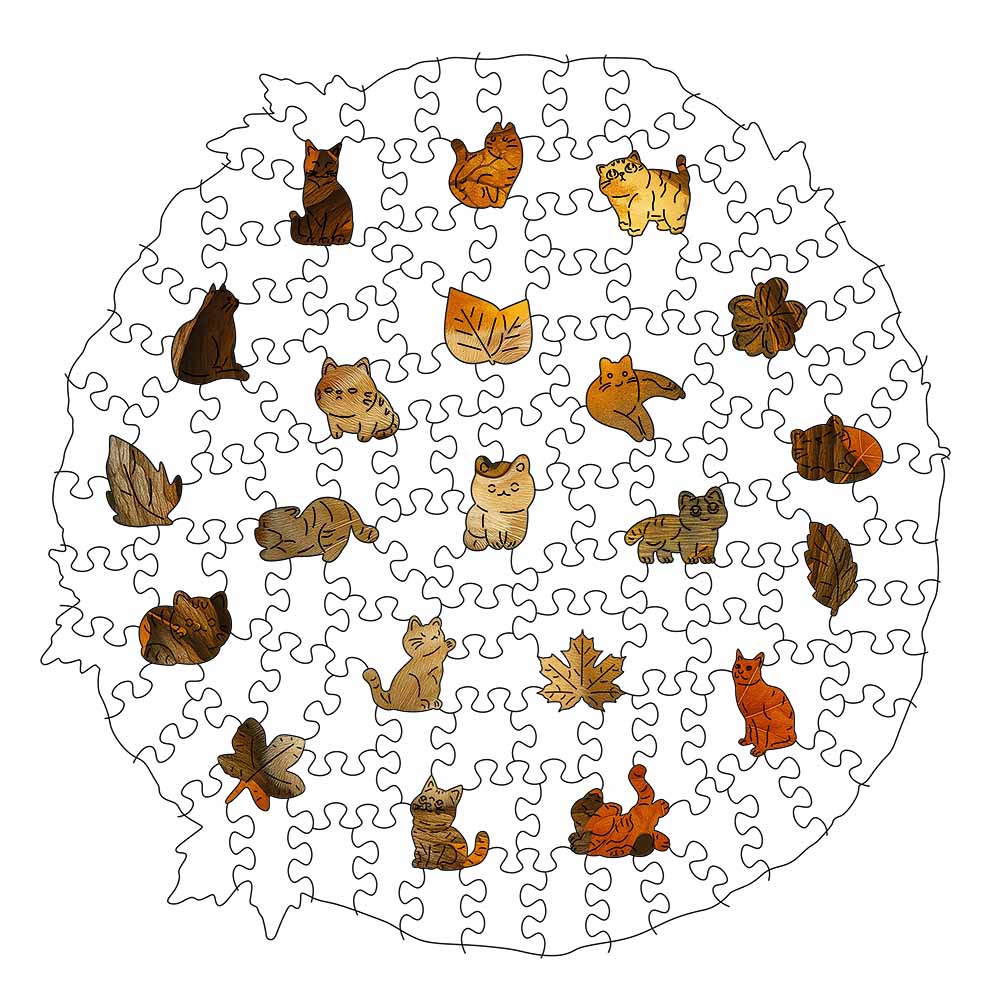 Animal Jigsaw Puzzle > Wooden Jigsaw Puzzle > Jigsaw Puzzle Autumn Kitten - Wooden Jigsaw Puzzle