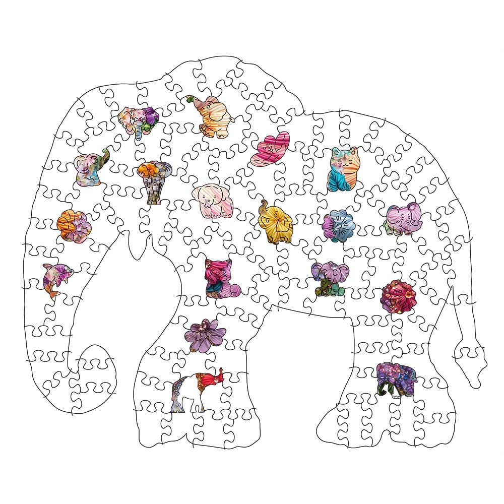 Animal Jigsaw Puzzle > Wooden Jigsaw Puzzle > Jigsaw Puzzle Crochet Elephant - Jigsaw Puzzle