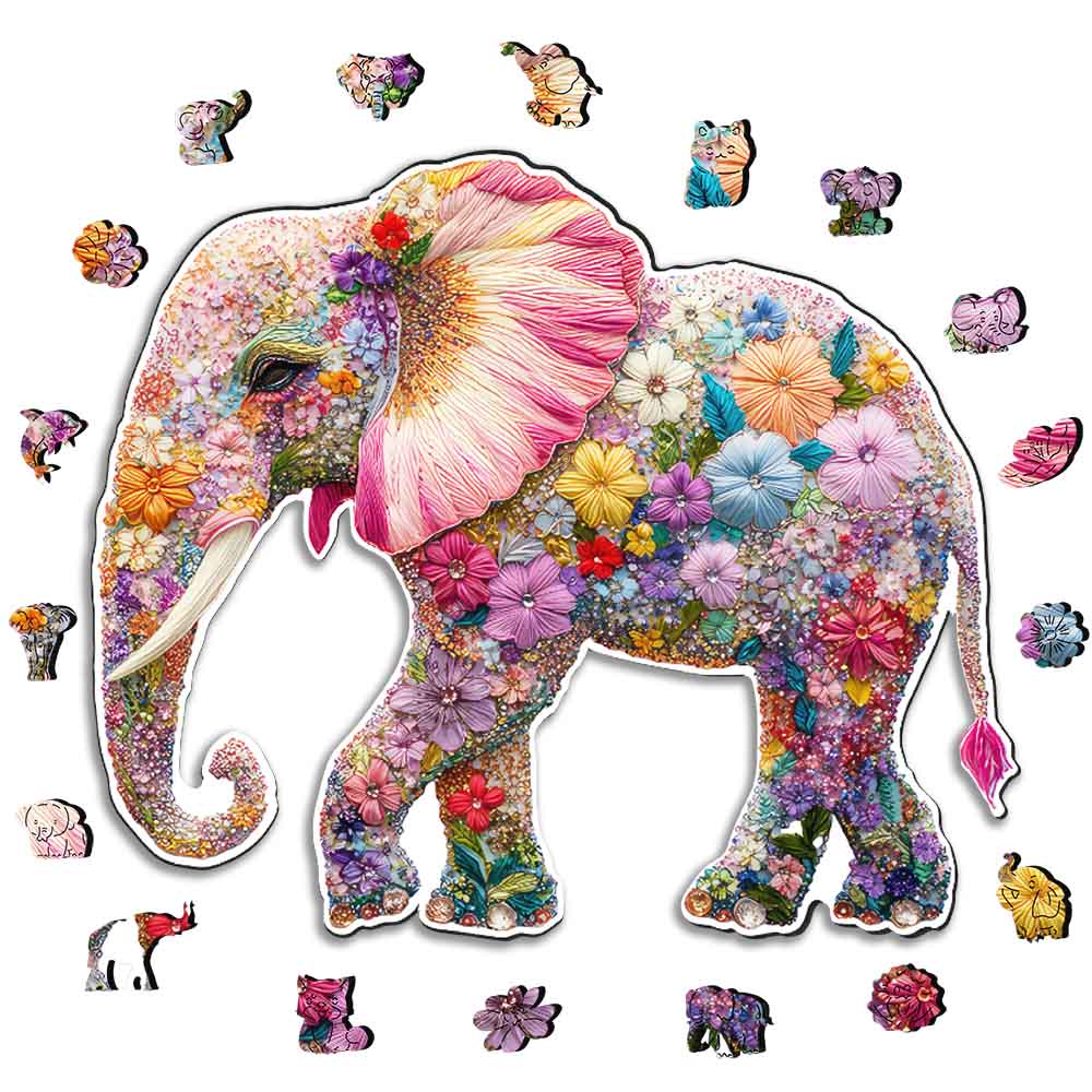 Animal Jigsaw Puzzle > Wooden Jigsaw Puzzle > Jigsaw Puzzle A5 Crochet Elephant - Jigsaw Puzzle
