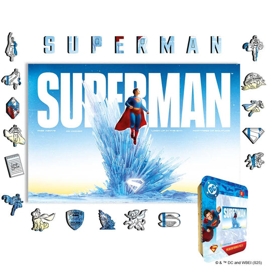 Animal Jigsaw Puzzle > Wooden Jigsaw Puzzle > Jigsaw Puzzle A4 + Wooden Gift Box Superman Rise Above - Wooden Jigsaw Puzzle