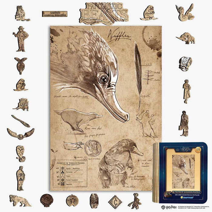 Niffler Wizarding Sketch - Wooden Jigsaw Puzzle