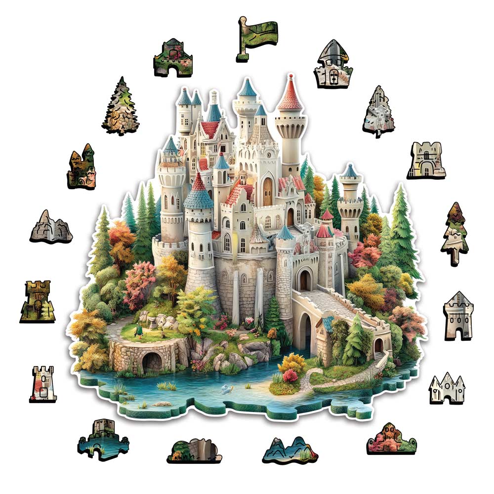Animal Jigsaw Puzzle > Wooden Jigsaw Puzzle > Jigsaw Puzzle A5 Fairytale Castle - Jigsaw Puzzle