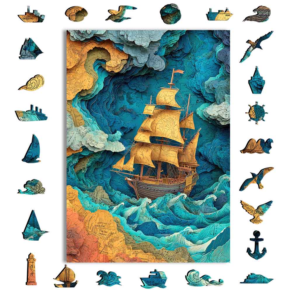 Animal Jigsaw Puzzle > Wooden Jigsaw Puzzle > Jigsaw Puzzle A5 Sea of Maps - Jigsaw Puzzle