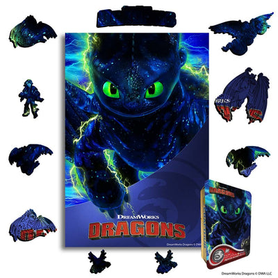 Wooden Jigsaw Puzzles A4 + Wooden Gift Box Night Fury - Wooden Jigsaw Puzzle