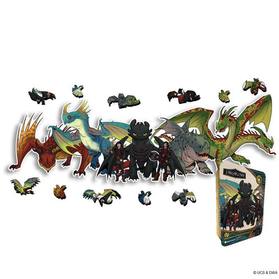 Animal Jigsaw Puzzle > Wooden Jigsaw Puzzle > Jigsaw Puzzle A4 + Wooden Gift Box The Dragon Rider Team - Wooden Jigsaw Puzzle