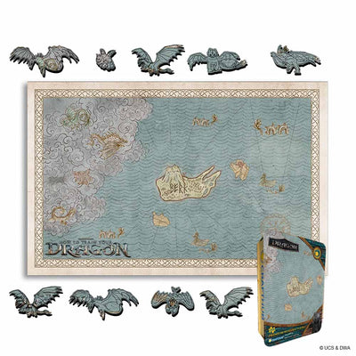 Animal Jigsaw Puzzle > Wooden Jigsaw Puzzle > Jigsaw Puzzle A4 + Wooden Gift Box Map of Berk and the Dragon Isles - Wooden Jigsaw Puzzle