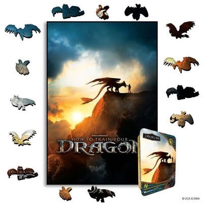 Animal Jigsaw Puzzle > Wooden Jigsaw Puzzle > Jigsaw Puzzle A4 + Wooden Gift Box Hiccup and Toothless - Wooden Jigsaw Puzzle