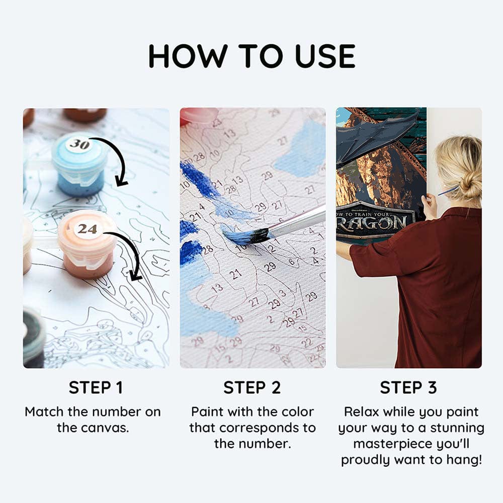 Painting By Numbers Kits 13.8" x 23.6" (35x60cm) How to Train Your Dragon - Paint By Numbers Kit