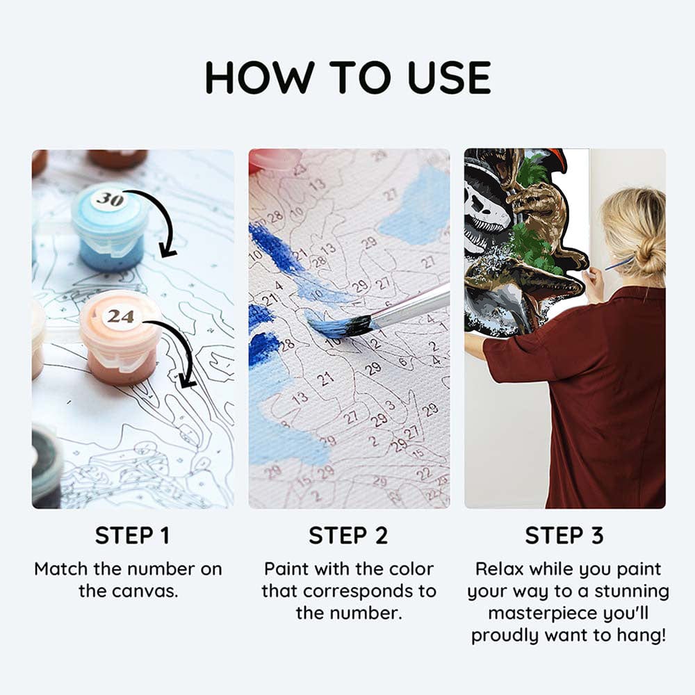 Painting By Numbers Kits 15.7" x 13.8" (40x35cm) Jurassic Icons - Paint By Numbers Kit