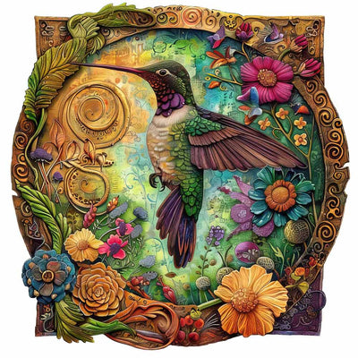 Animal Jigsaw Puzzle > Wooden Jigsaw Puzzle > Jigsaw Puzzle A5 Vibrant Blossom Hummingbird - Jigsaw Puzzle