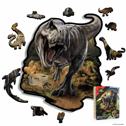 Animal Jigsaw Puzzle > Wooden Jigsaw Puzzle > Jigsaw Puzzle A4 + Wooden Gift Box T. rex Rampage - Wooden Jigsaw Puzzle