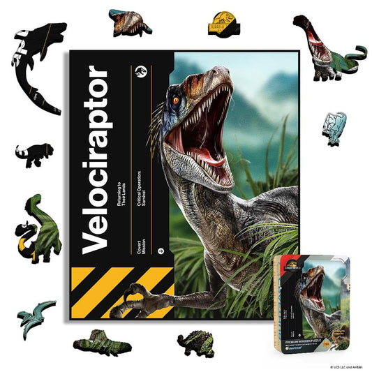 Animal Jigsaw Puzzle > Wooden Jigsaw Puzzle > Jigsaw Puzzle A4 + Wooden Gift Box Velociraptor - Wooden Jigsaw Puzzle