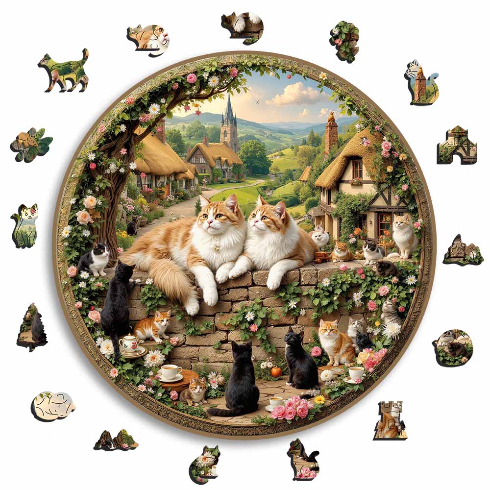 Animal Jigsaw Puzzle > Wooden Jigsaw Puzzle > Jigsaw Puzzle A5 Cottage Cats - Jigsaw Puzzle