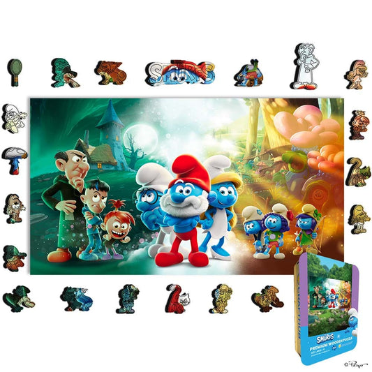 Animal Jigsaw Puzzle > Wooden Jigsaw Puzzle > Jigsaw Puzzle A4 + Wooden Gift Box The Smurfs - Wooden Jigsaw Puzzle