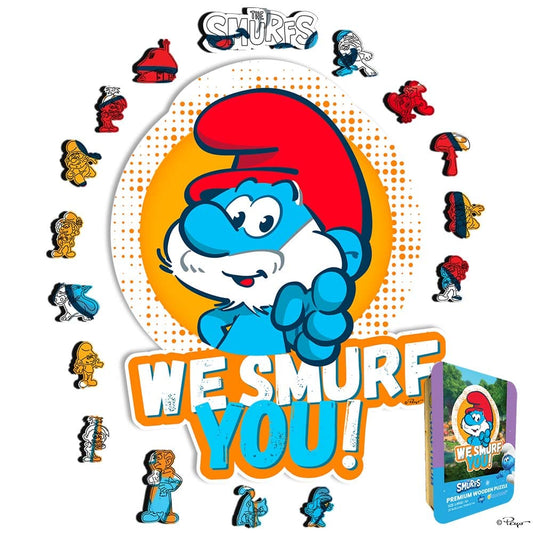 Animal Jigsaw Puzzle > Wooden Jigsaw Puzzle > Jigsaw Puzzle A4 + Wooden Gift Box We Smurf You - Wooden Jigsaw Puzzle
