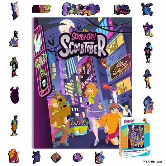 Animal Jigsaw Puzzle > Wooden Jigsaw Puzzle > Jigsaw Puzzle A4 + Wooden Gift Box Scoobtober City Scene - Wooden Jigsaw Puzzle