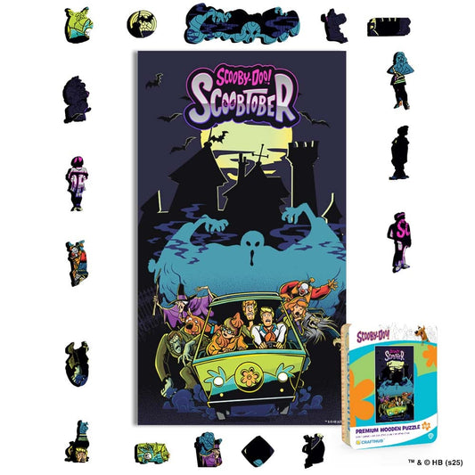 Animal Jigsaw Puzzle > Wooden Jigsaw Puzzle > Jigsaw Puzzle A4 + Wooden Gift Box Scoobtober Haunted Chase - Wooden Jigsaw Puzzle