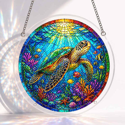 Acrylic Jigsaw Puzzle S - (7 inch) Acrylic Jigsaw Puzzle Suncatcher - Tropical Turtle