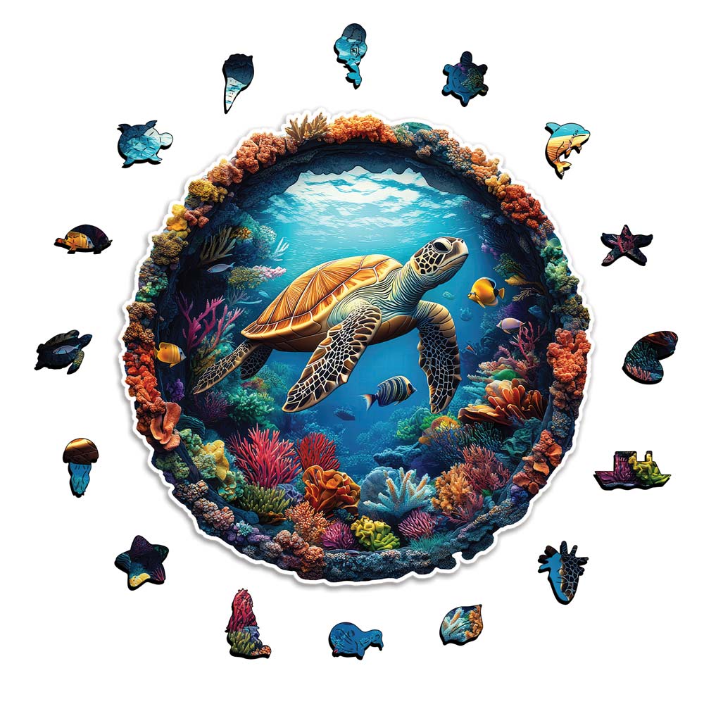 Animal Jigsaw Puzzle > Wooden Jigsaw Puzzle > Jigsaw Puzzle A5 Coral Turtle - Jigsaw Puzzle