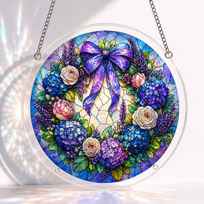 Acrylic Jigsaw Puzzle S - (7 inch) Acrylic Jigsaw Puzzle Suncatcher - Violet Wreath