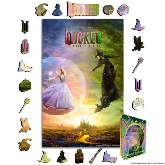 Wooden Jigsaw Puzzles A4 + Wooden Gift Box Wicked For Good - Wooden Jigsaw Puzzle