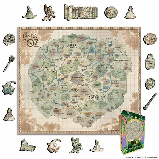 Wooden Jigsaw Puzzles A4 + Wooden Gift Box Wicked Map of Oz - Wooden Jigsaw Puzzle